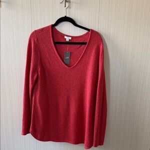 J. Jill Red V-Neck Sweater
